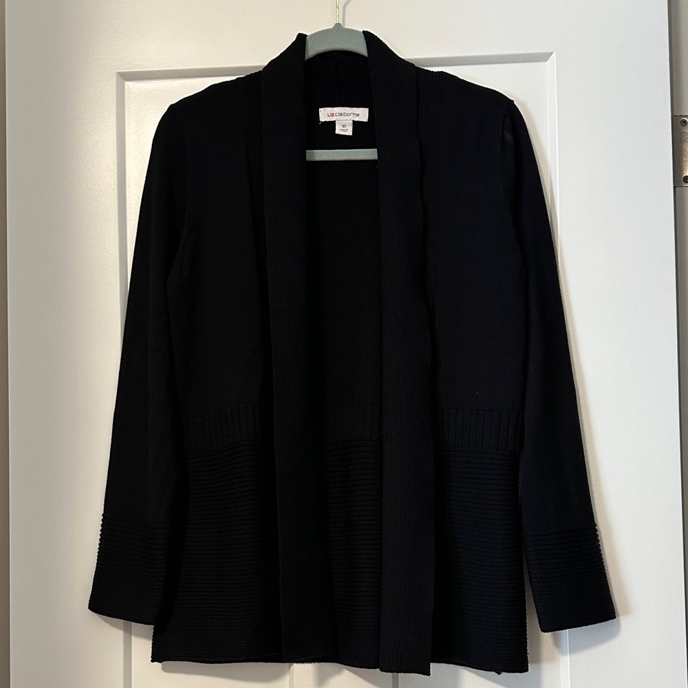 Liz Claiborne Elegant Black Open-Front Cardigan